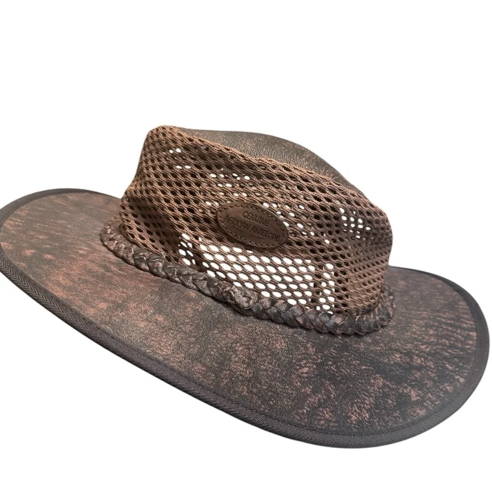 PUDNEY HATS Suede Antelope Leather Safari Hat with Mesh Sides South African Made